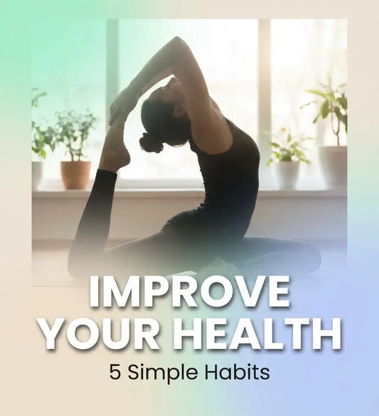 Square thumbnail image showing a calm wellness scene with soft pastel colors and the text 'Improve Your Health', representing a blog about simple habits for better daily well-being