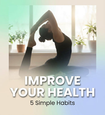 Square thumbnail image showing a calm wellness scene with soft pastel colors and the text 'Improve Your Health', representing a blog about simple habits for better daily well-being